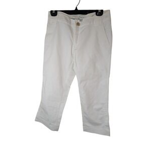 Banana Republic Martin White Cropped Pants Stretch Casual Career‎ Size 6
